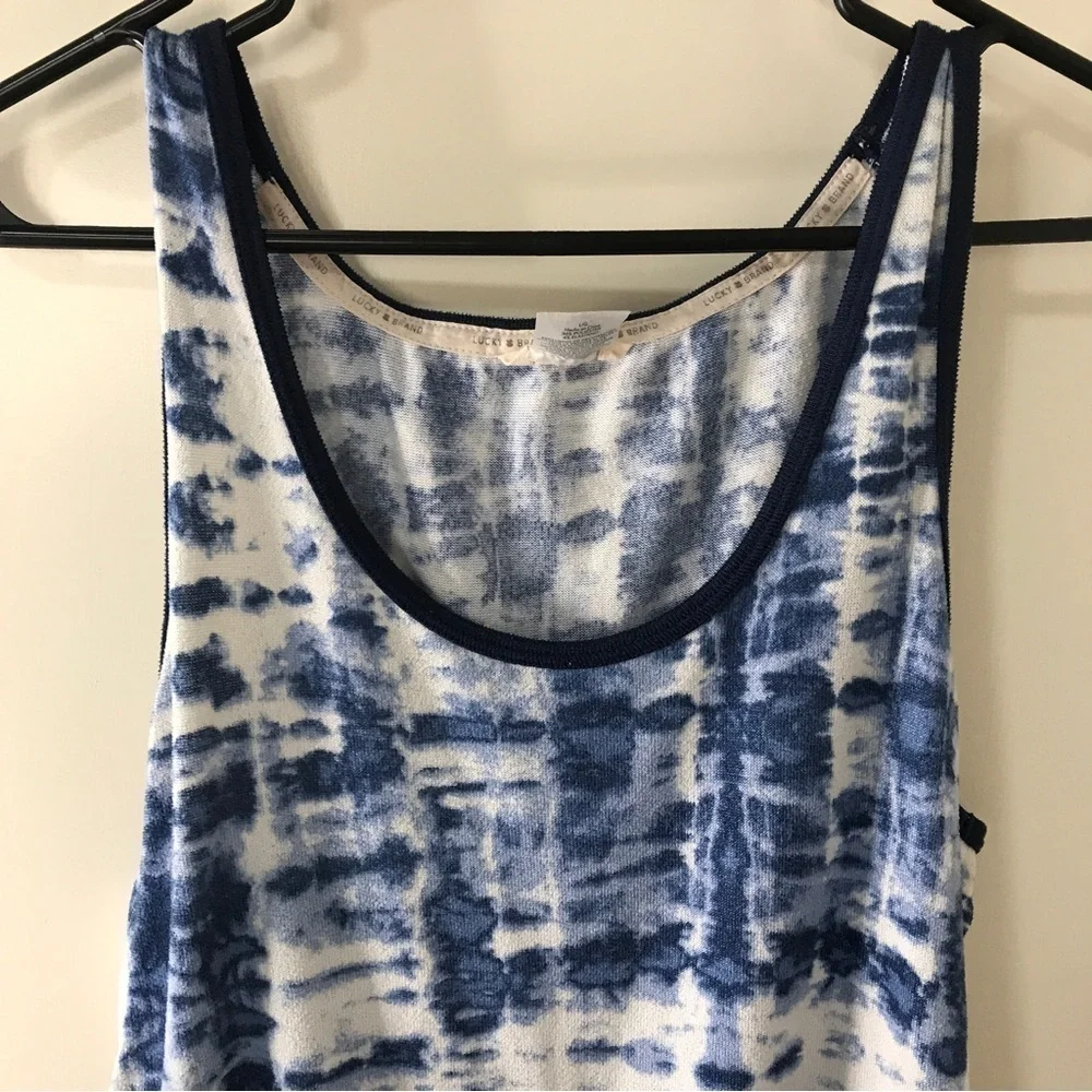 3/$15 lucky brand blue white tiedye pajama tank top size L